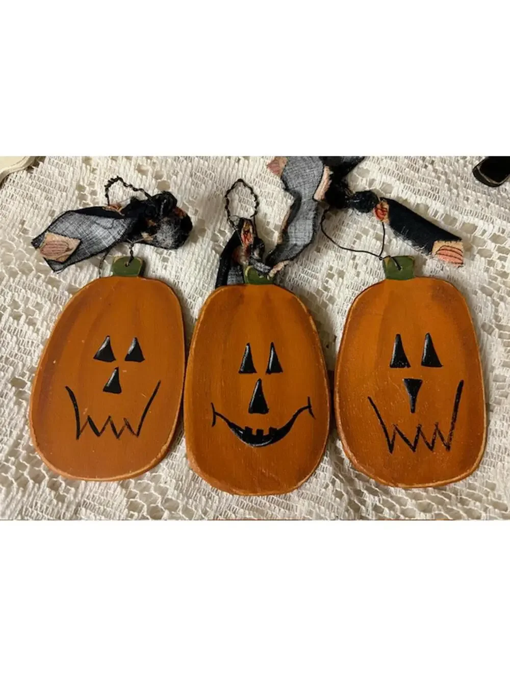 Set of 9 Vintage Style Halloween Ornaments - Pumpkins, Black Cats, Ghosts